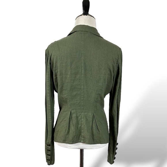 Free People Linen Military Cinched Waist Blazer Army Green Grunge Subversive XS - Picture 9 of 17